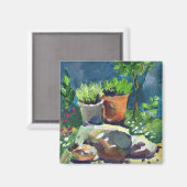 Moderne Blume im Sommer Magnet (Vorderseite/Rückseite)