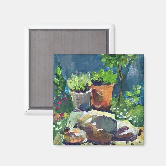 Moderne Blume im Sommer Magnet (Vorderseite/Rückseite)