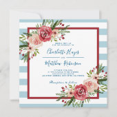 Moderne Blume im Wasserfarbenbereich Winterhochzei Einladung (Vorderseite)