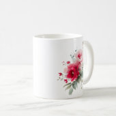 Moderne Blume in Aquarellbordeauxrot Kaffeetasse (VorderseiteRechts)