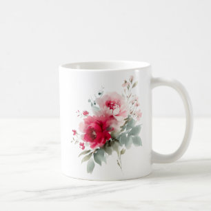Moderne Blume in Aquarellbordeauxrot Kaffeetasse