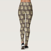 Moderne Blume in Beige auf Braun Leggings (Rückseite)