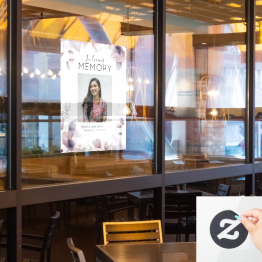 Moderne Blume in der Liebe Erinnerung | Foto Fensteraufkleber (Restaurantfenster)