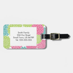 Moderne Blume in Grün und Heiß-Rosa Gepäckanhänger