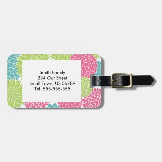 Moderne Blume in Grün und Heiß-Rosa Gepäckanhänger (Vorderseite horizontal)