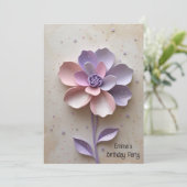 Moderne Blume in Rosa Einladung (Stehend Vorderseite)