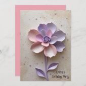 Moderne Blume in Rosa Einladung (Vorne/Hinten)