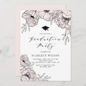 Moderne Blume in Rosa Einladung (Vorne/Hinten)