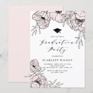 Moderne Blume in Rosa Einladung