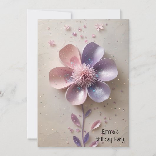 Moderne Blume in Rosa Einladung (Vorderseite)