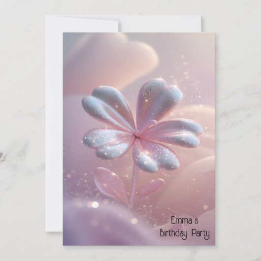 Moderne Blume in Rosa Einladung (Vorderseite)