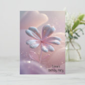 Moderne Blume in Rosa Einladung (Stehend Vorderseite)