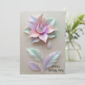 Moderne Blume in Rosa Einladung (Stehend Vorderseite)