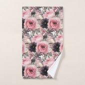 Moderne Blume in Rosa und Schwarz, Blumen, Handtuc Badhandtuch Set (Handtuch)