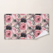 Moderne Blume in Rosa und Schwarz, Blumen, Handtuc Badhandtuch Set (Handtuch)