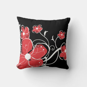 Moderne Blume in Rot und Weiß Kissen