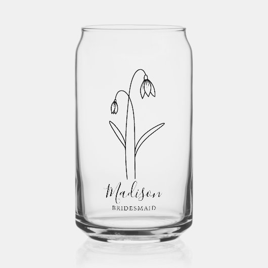Moderne Blume Januar Bridesmaid Geschenke Dosenglas (Vorderseite)