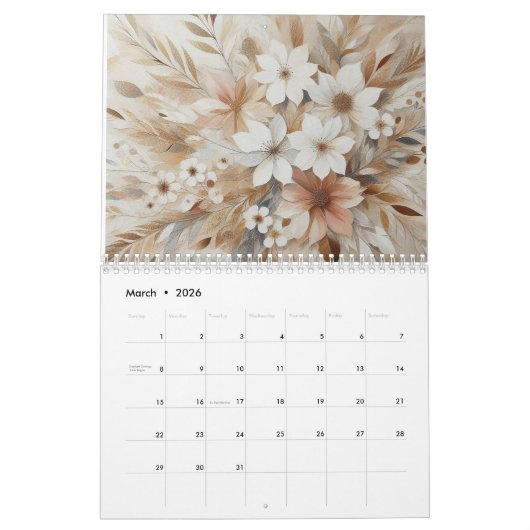Moderne Blume Kalender (Mär 2026)