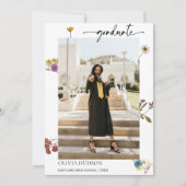 moderne Blume Kalligrafie Foto Abschluss Einladung (Vorderseite)