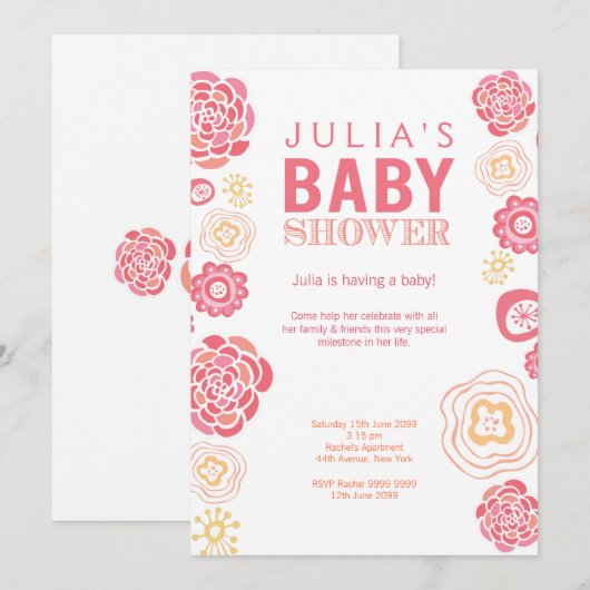 Moderne Blume Kinderdusche einladen Einladung (Vorne/Hinten)