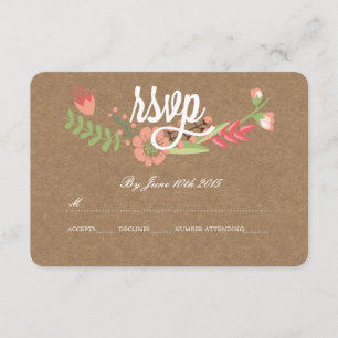 MODERNE BLUME KRAFT PAPER RSVP CARDS KARTE