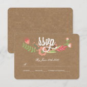 MODERNE BLUME KRAFT PAPER RSVP CARDS KARTE (Vorne/Hinten)