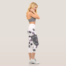 Moderne Blume Mandala Capri Leggings