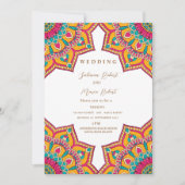 Moderne Blume Mandala indische Hochzeit Einladung (Vorderseite)