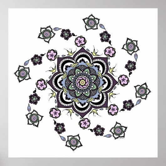 Moderne Blume Mandala Poster (Vorne)