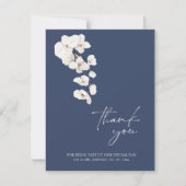 Moderne Blume mit blauen Orchideen Hochzeiten Dankeskarte (Vorderseite)