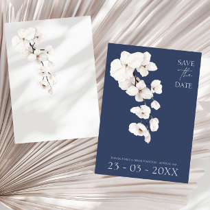 Moderne Blume mit blauen Orchideen Hochzeiten Save The Date