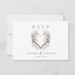 Moderne Blume mit einer Herzhochzeit RSVP Karte