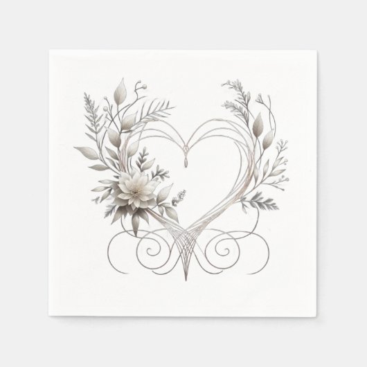 Moderne Blume mit einer Hochzeit im Herzen von Nea Serviette (Vorderseite)