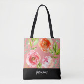 Moderne Blume mit Feminine Script Monogram Tasche (Vorderseite)