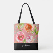 Moderne Blume mit Feminine Script Monogram Tasche (Rückseite)
