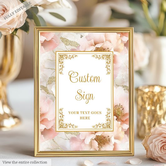 Moderne Blume mit Goldakzenten und Sonderzeichen Poster