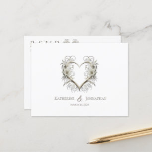 Moderne Blume mit Herz-UAWG-Hochzeit- Postkarte