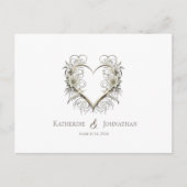 Moderne Blume mit Herz-UAWG-Hochzeit- Postkarte (Vorderseite)