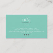 Moderne Blume mit türkisfarbenem Blumenmuster Visitenkarte (Rückseite)