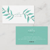 Moderne Blume mit türkisfarbenem Blumenmuster Visitenkarte (Vorne/Hinten)
