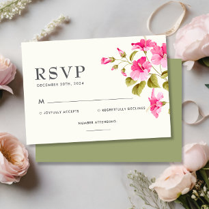 Moderne Blume mit Vintagem Pinsel und Rose RSVP Karte
