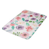 Moderne Blume mit Wasserfarben Muster Badematte (Schrägansicht)