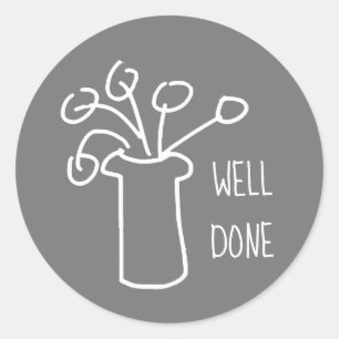 Moderne Blume mit weißer Kontur Runder Aufkleber