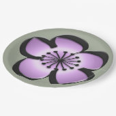 Moderne Blume Mitte - Lila, schwarz, grau Pappteller (Schrägansicht)