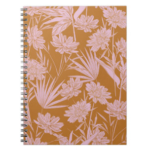 Moderne Blume Monoton Retro-Stimmung nahtlos Notizblock