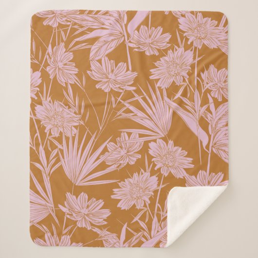 Moderne Blume Monoton Retro-Stimmung nahtlos Sherpadecke (Vorderseite)