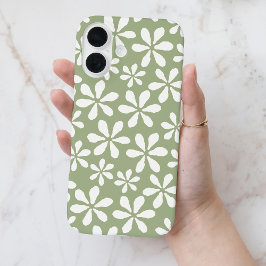 Moderne Blume Muster Chic Sage Green Girl iPhone 16 Hülle