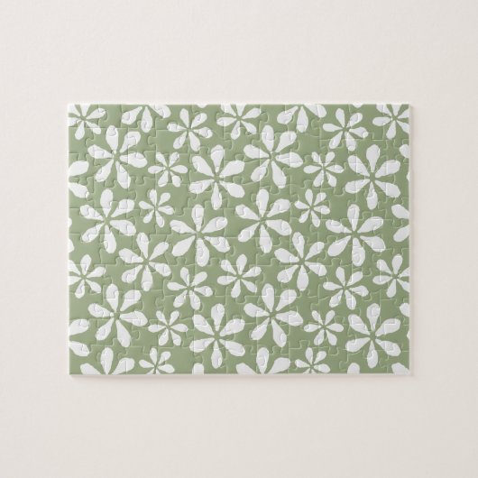 Moderne Blume Muster Einfache Farbe Grün Puzzle (Horizontal)