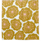 Moderne Blume Muster Mustard Duschvorhang (Vorderseite)