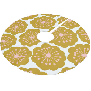 Moderne Blume Muster Mustard Polyester Weihnachtsbaumdecke